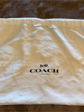 Coach White satin Logo Dust Bag with Black Print